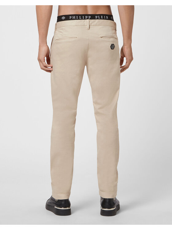 PHILIPP PLEIN PHILIPP PLEIN Kalhoty z materiálu 4133 Béžová Regular Fit