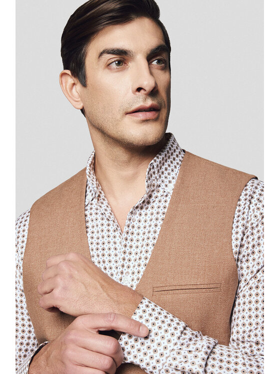 Lancerto Lancerto Kamizelka Acireale KA131125000010 Brązowy Slim Fit