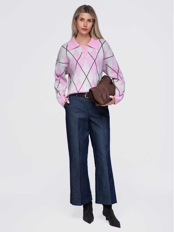 Ombre Ombre Sweter OW-SW-E0030 Różowy Relaxed Fit