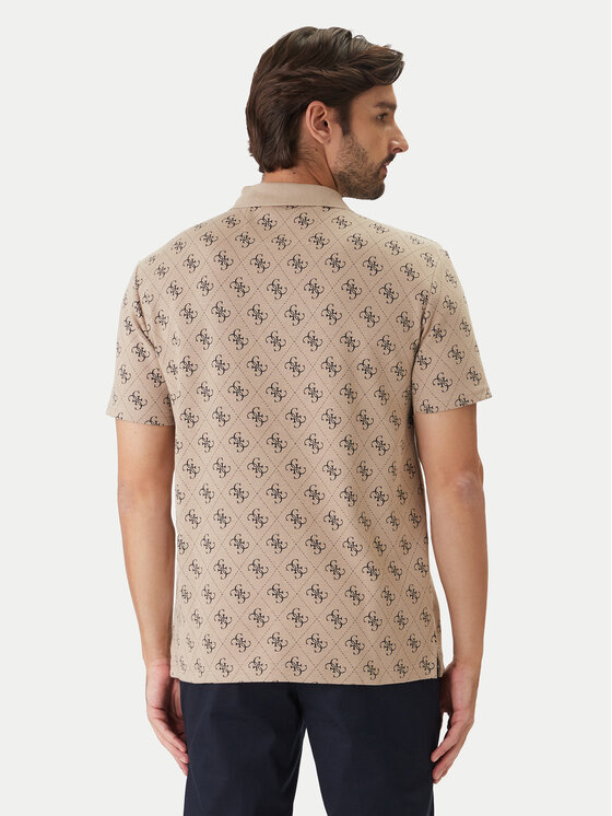 Guess Guess Тениска с яка и копчета M6GP04 K3073 Бежов Regular Fit