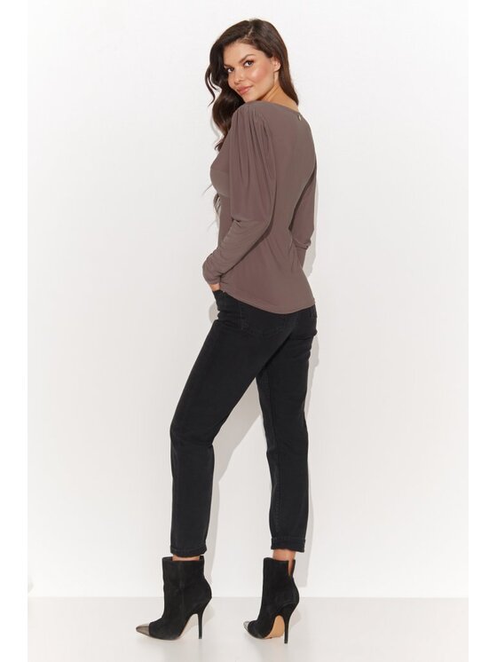 Numinou Numinou Bluzka NU461 Brązowy Regular Fit