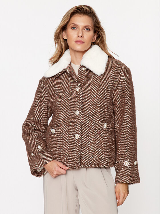 Custommade Cappotto di lana Herta 999511880 Marrone Regular Fit, taglia : M