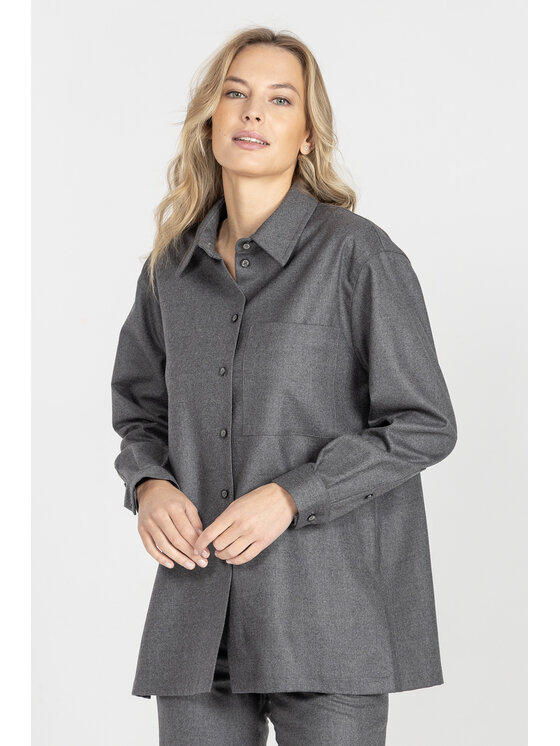Deni Cler Milano Deni Cler Milano Koszula W-DC-1455-E5-I6-88-1 Szary Loose Fit