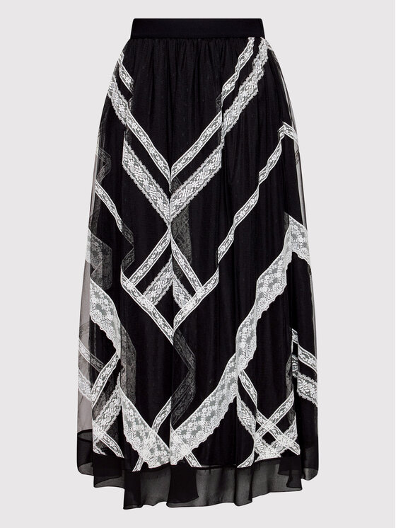 TWINSET TWINSET Tüllszoknya 221TP2173 Fekete Regular Fit
