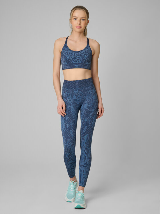 4F 4F Legginsy TRAINING Turkusowy Slim Fit