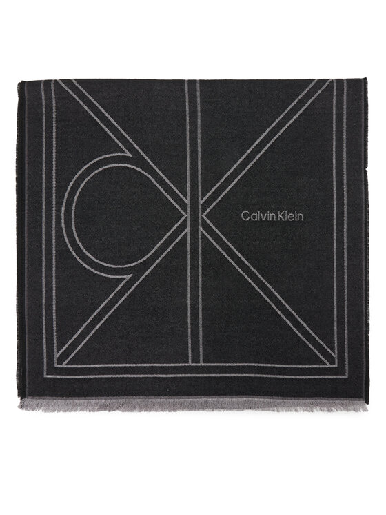 Calvin Klein Calvin Klein Szal Emblem Repeat Lw Shawl W Fringes LV04F8074G Czarny