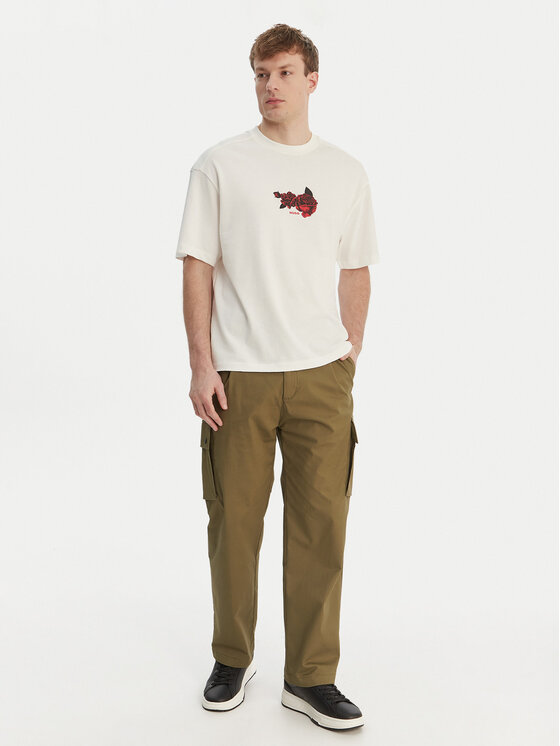 HUGO HUGO Tričko Domans 50564642 Écru Oversize