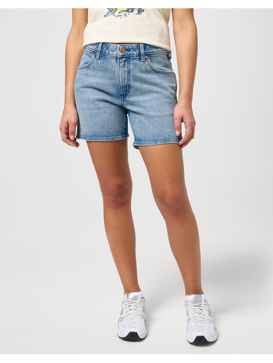 Wrangler Wrangler Szorty jeansowe BOYFRIEND SHORT Niebieski Loose Fit