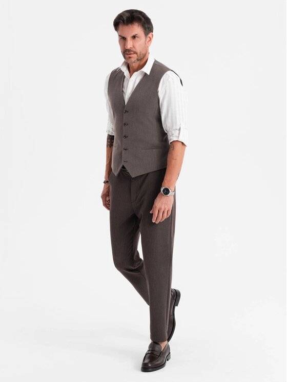 Ombre Ombre Kamizelka garniturowa OM-BLZV-0143 Szary Slim Fit