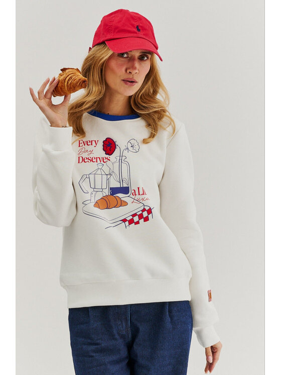 NAOKO NAOKO Mikina Little Luxury Bílá Regular Fit