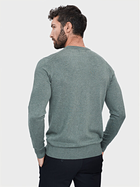 Evenemen Evenemen Sweter Round Neck Zielony Slim Fit