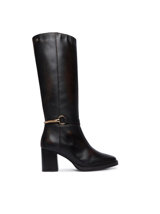 Tommy Hilfiger Tommy Hilfiger Kozaki Th Stud Heel Riding Knee Boot FW0FW09551 Brązowy ciemny