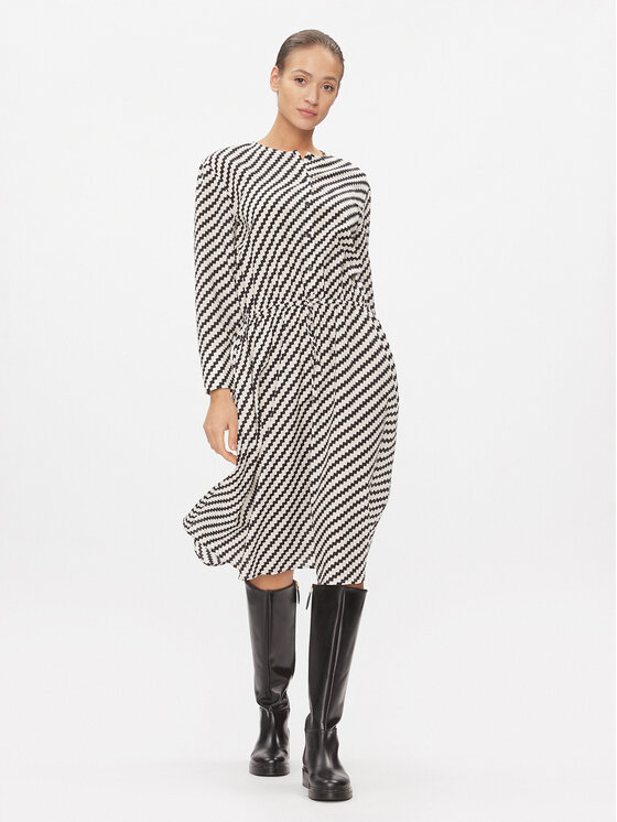 Tommy Hilfiger Tommy Hilfiger Hétköznapi ruha Zigzag Waisted Midi Dress WW0WW41157 Fehér Regular Fit