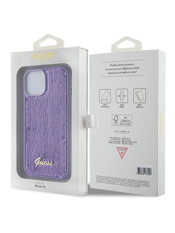 Guess Guess Etui na telefon iPhone 15 Fioletowy