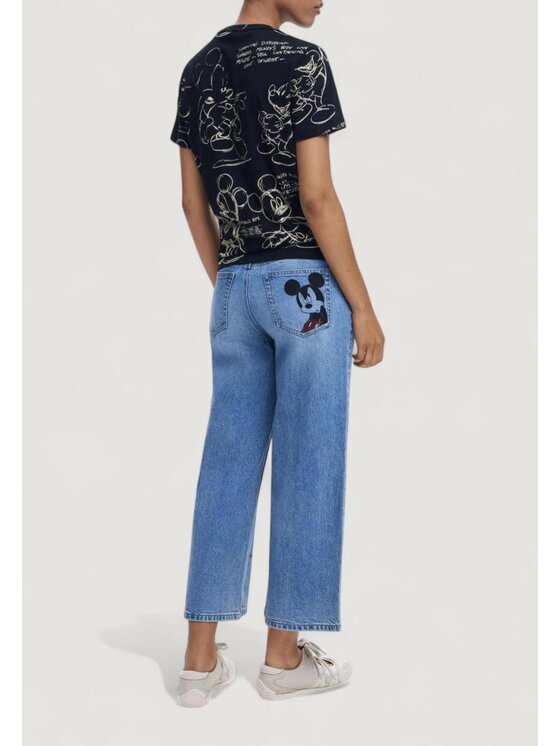 Desigual Desigual T-Shirt TS_MICKEY SKETCH Szary Casual Fit