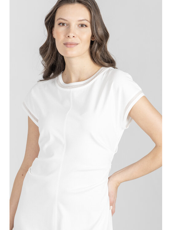 Deni Cler Milano Deni Cler Milano Sukienka dzianinowa T-DC-307D-F2-10-12-1 Kremowy Regular Fit