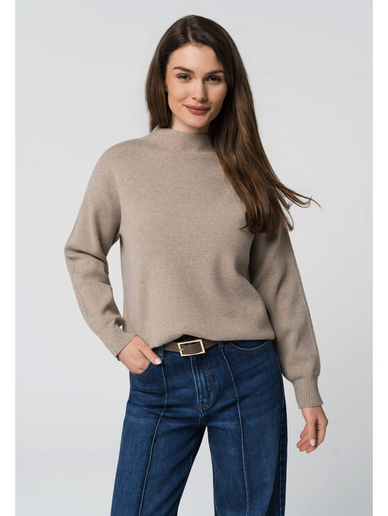 Volcano Volcano Sweter S-SARA Beżowy Regular Fit