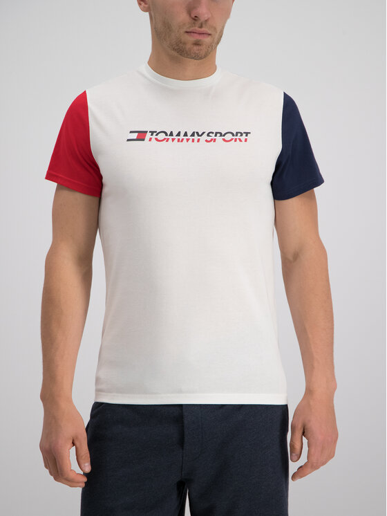 Tommy Sport Tommy Sport Tricou S20S200103 Alb Regular Fit
