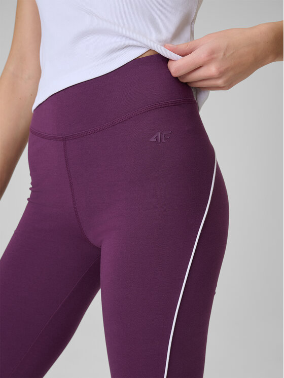 4F 4F Legginsy SPORTS CLUB Bordowy Slim Fit