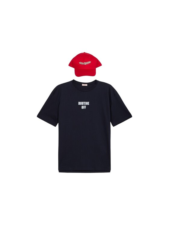 Oltre Oltre T-shirt G054J004422N034 Blu Boxy Fit