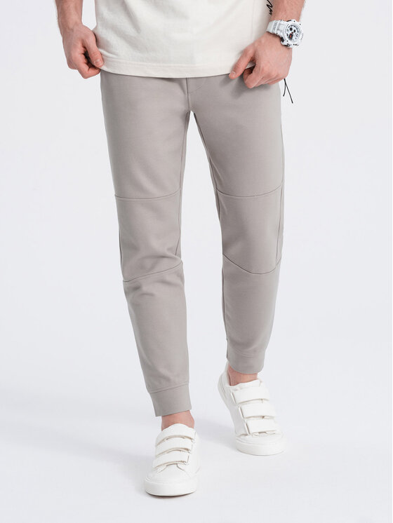Ombre Ombre Spodnie dresowe OM-PASK-0142 Beżowy Regular Fit