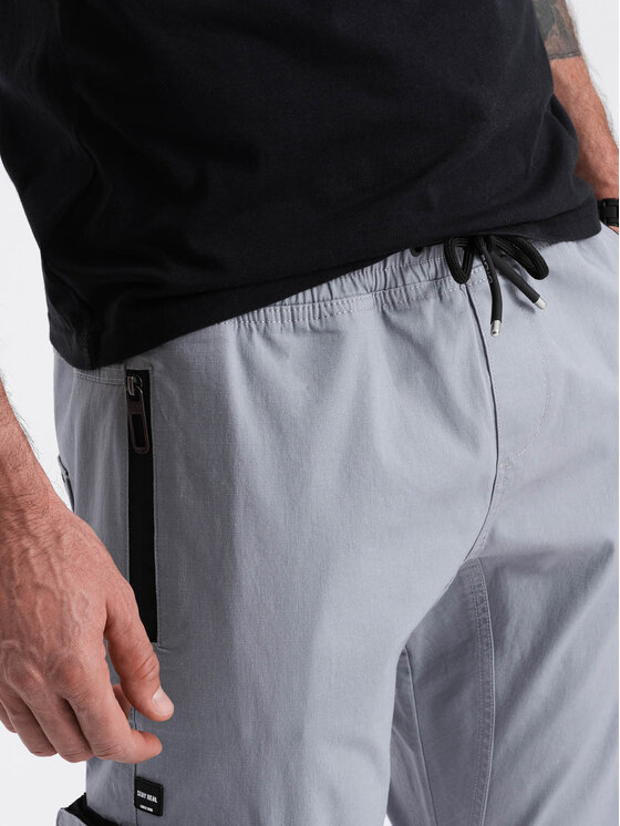 Ombre Ombre Joggers kalhoty OM-PAJO-0135 Šedá Cargo Fit