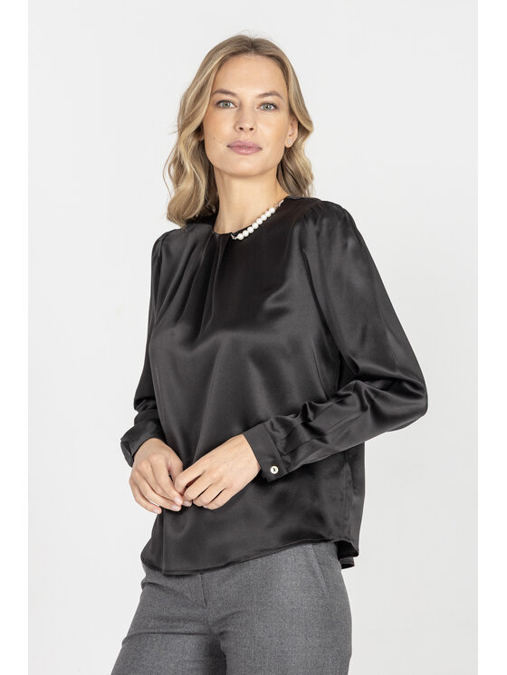 Deni Cler Milano Deni Cler Milano Bluzka T-DC-1424-E5-80-90-1 Czarny Regular Fit