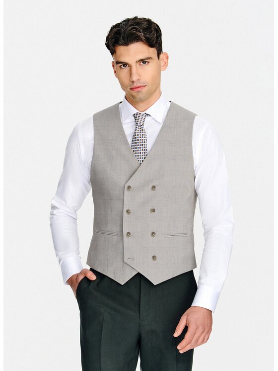 Pako Lorente Pako Lorente Kamizelka garniturowa P26SF-8X-009 Szary Slim Fit