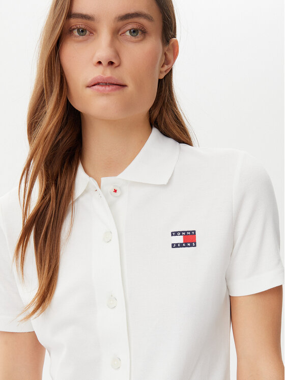 Tommy Jeans Tommy Jeans Sukienka codzienna Badge DW0DW20302 Écru Regular Fit