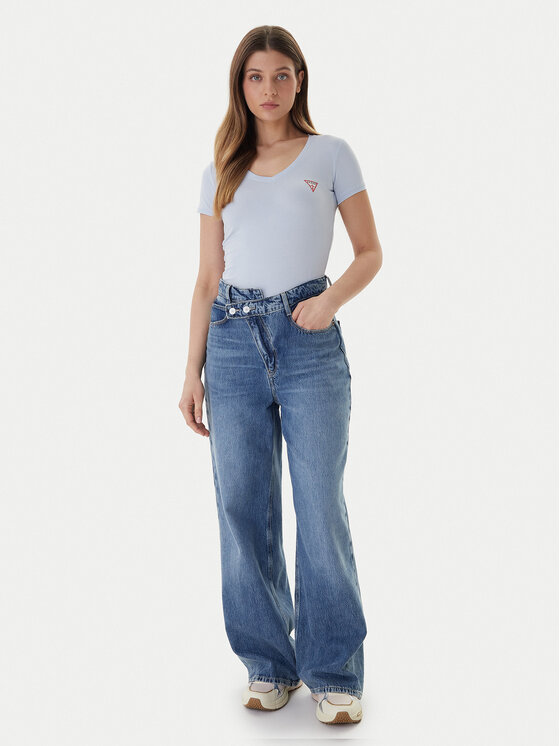 Guess Guess T-Shirt W2YI45 J1314 Błękitny Slim Fit