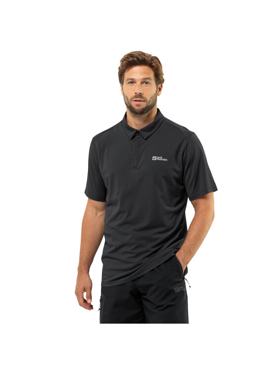 Jack Wolfskin Jack Wolfskin Polo Jack Wolfskin Delfami Polo Shirt Czarny Regular Fit