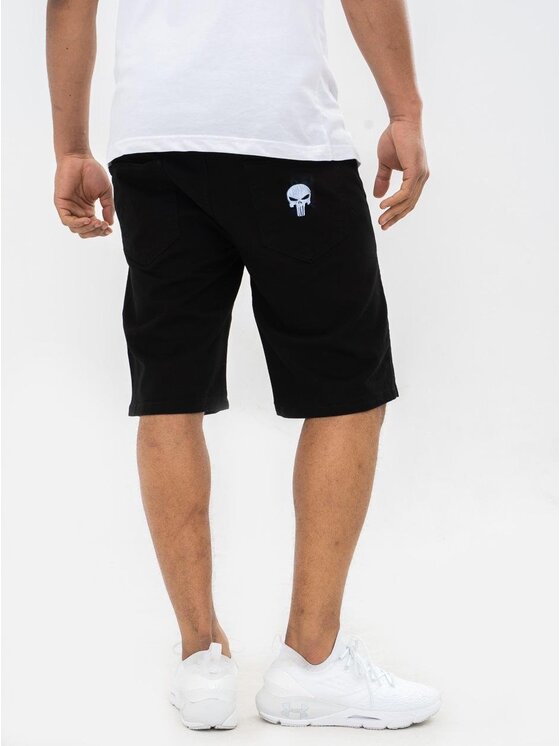 Marvel Marvel Szorty materiałowe Krótkie Spodenki Materiałwe Męskie Czarne Punisher Marvel Comics Pocket Logo XL Czarny Regular Fit