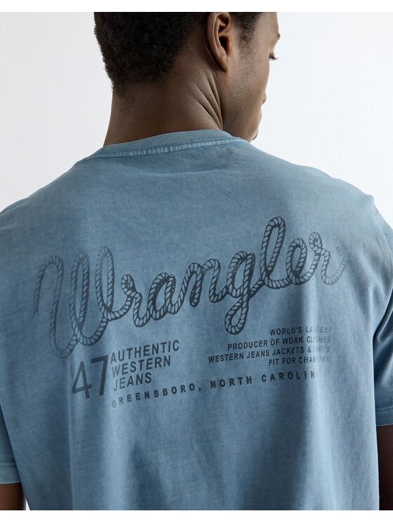 Wrangler Wrangler T-Shirt GRAPHIC TEE Niebieski Regular Fit