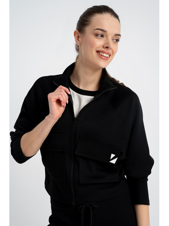 CLICK CLICK Μπόμπερ μπουφάν 71-0050 Μαύρο Regular Fit