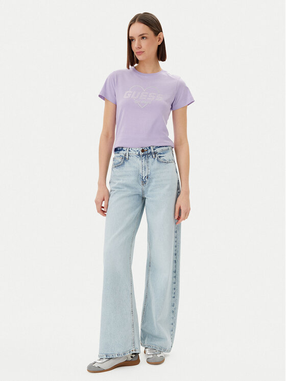 Guess Guess Marškinėliai V5GI10 K9RM1 Violetinė Regular Fit