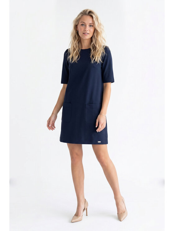 FIGL FIGL Sukienka koktajlowa M1350 Granatowy Straight Fit