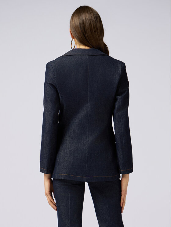 Oltre Oltre Giacca di transizione Q752R004508N034 Blu A-Line Fit