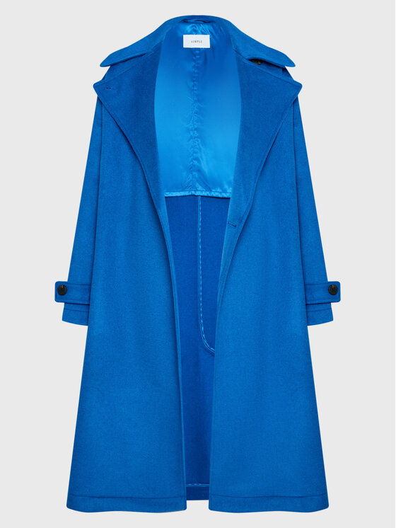 Simple Simple Cappotto di transizione PLD502-02 Blu Relaxed Fit