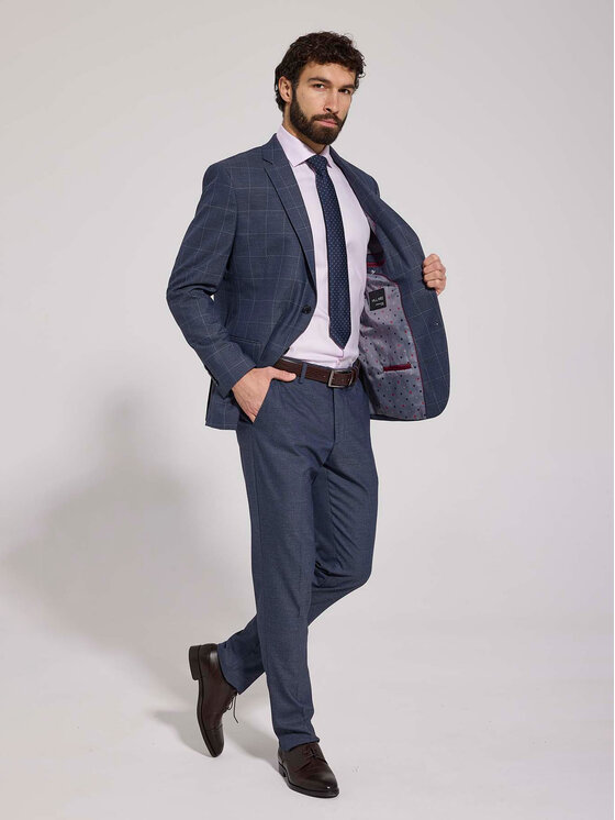 VILLARO VILLARO Marynarka MAR507 Niebieski Slim Fit