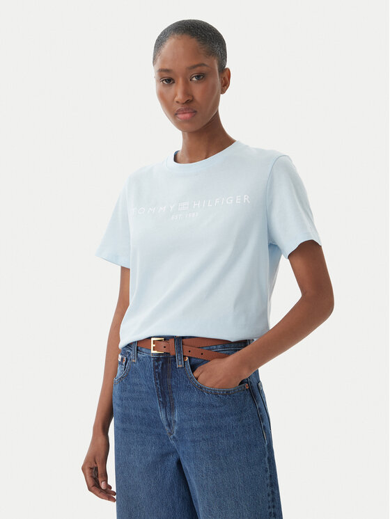 Tommy Hilfiger Tricou WW0WW40276 Albastru deschis Regular Fit