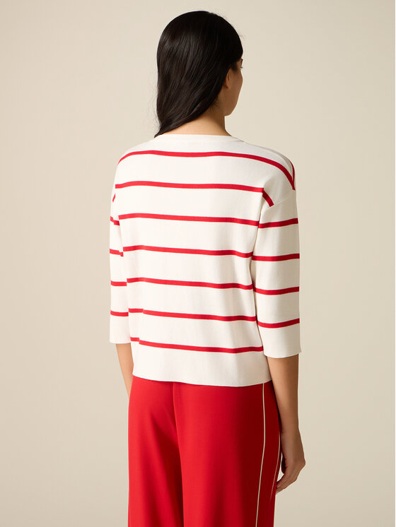 Oltre Oltre Sweter M010J005313N0R2 Biały Regular Fit