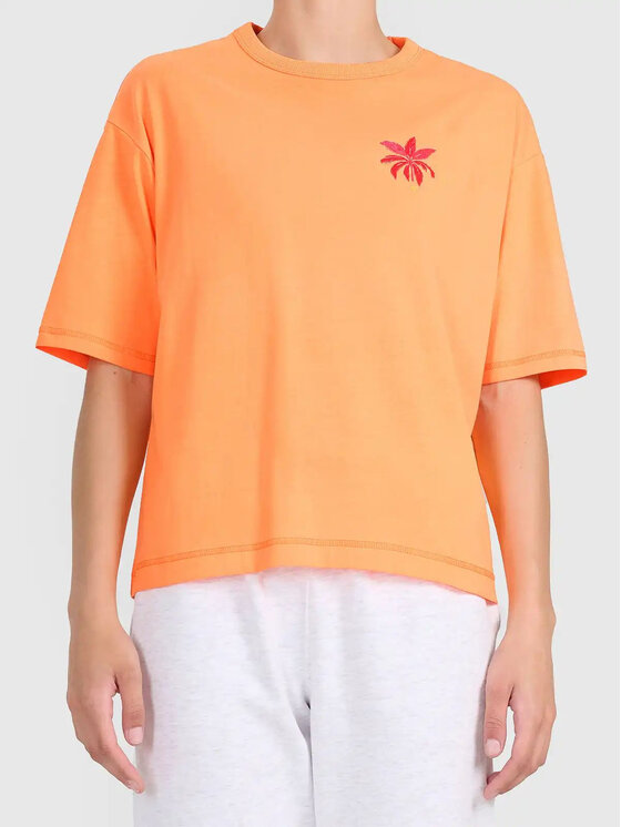 4F 4F T-Shirt BEACHWEAR Pomarańczowy Boxy Fit