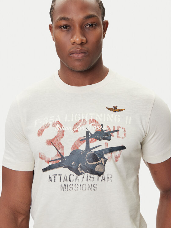 Aeronautica Militare Aeronautica Militare Marškinėliai 252TS2472UJ00708 Écru Regular Fit