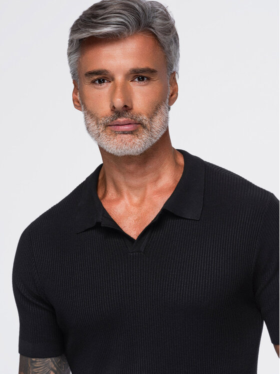 Ombre Ombre Polo OM-POSS-0182 Czarny Slim Fit