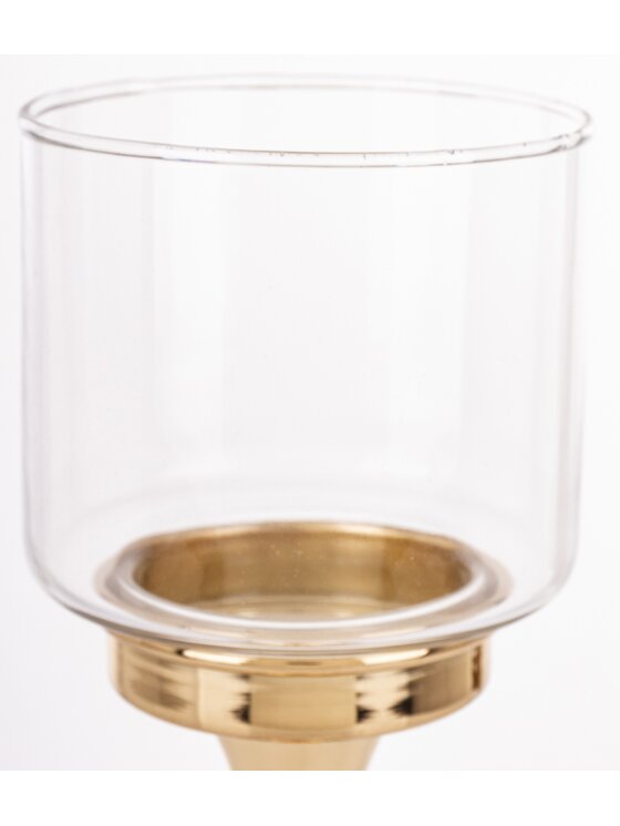 MIAhome MIAhome Świecznik złoty z kloszem 29x11 cm LAMBONG - II średni Złoty