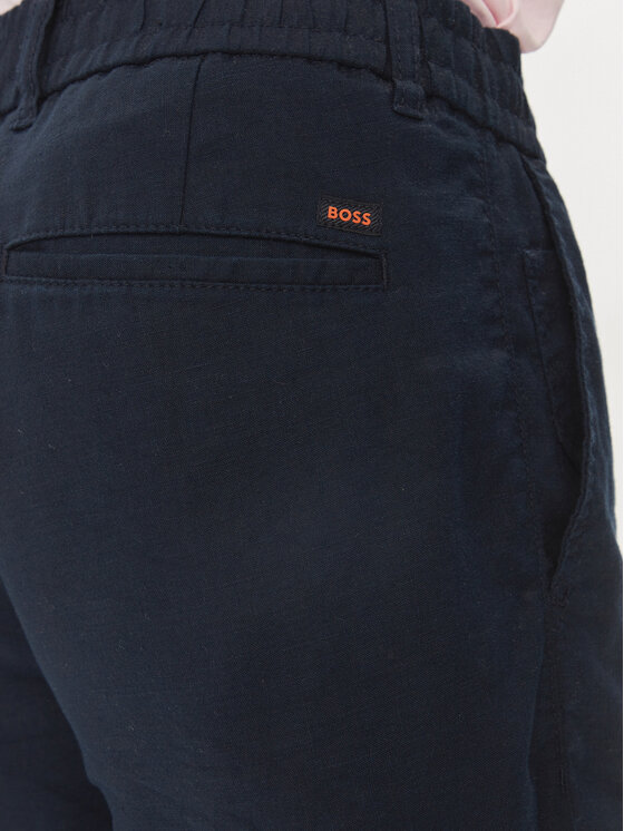 BOSS Boss Šortky z materiálu Chino-Tapered-Ds-1-S  50513027 Tmavomodrá Tapered Fit