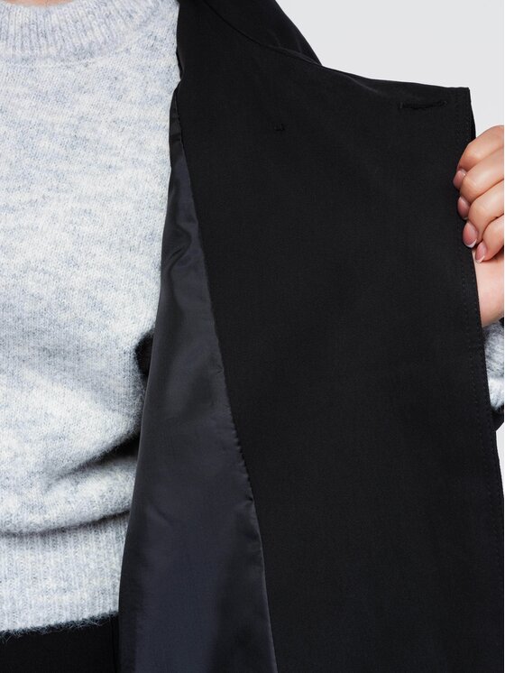 Ombre Ombre Trencz OW-CT-E0026 Czarny Relaxed Fit