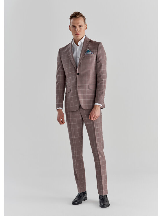 Pako Lorente Pako Lorente Spodnie garniturowe P22SP-6G-019 Różowy Slim Fit
