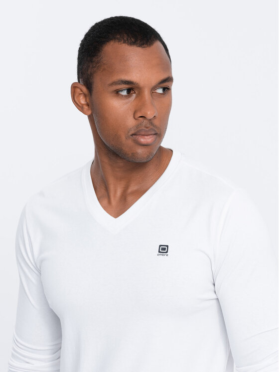 Ombre Ombre Longsleeve OM-LSCL-0110 Biały Regular Fit