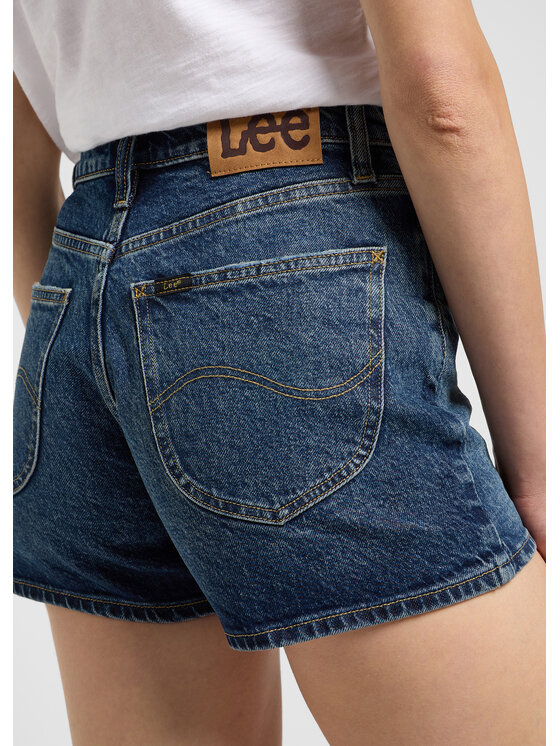 Lee Lee Szorty jeansowe CAROL SHORT Granatowy Regular Fit